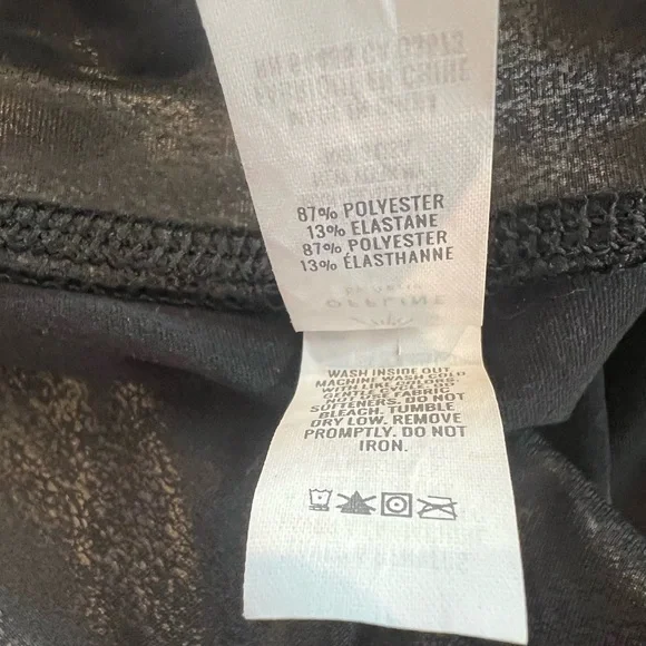 aerie Foil Print Black Shiny Crackle Faux Leather Party Leggings Medium - Picture 11 of 13